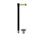 Montour Line Stanchion Belt Barrier Removable Base Black Post 11ft.Lt BrwnBelt MX630R-BK-LBN-110